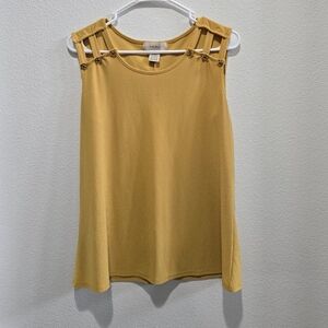 Diana Bell mustard Yellow Sleeveless Top with Button Detail size large